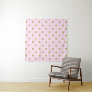 Moderne trendy roze en gouden stippen achtergrond wandkleed
