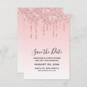 Moderne Trendy Roze Faux Glitter Bruiloft Save The Date (Voorkant / Achterkant)