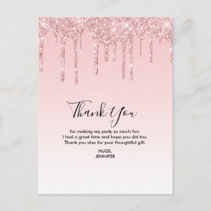 Moderne Trendy Roze Nep Vloeibare Glitters Briefkaart