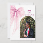 Moderne trendy roze strik afstudeerfoto aankondiging (Voorkant)