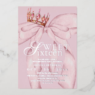 Moderne & trendy roze Sweet 16 boog verjaardag Folie Uitnodiging