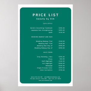 Moderne, trendy, salon prijslijst poster