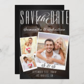 Moderne trendy script 3 foto QR CODE Save The Date (Voorkant / Achterkant)