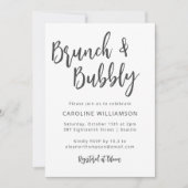 Moderne trendy script brunch bubbly shower wit kaart (Voorkant)