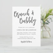 Moderne trendy script brunch bubbly shower wit kaart (Staand voorkant)