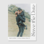 moderne trendy script foto save the date magneet (Voorkant)