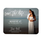 Moderne Trendy Script Photo Save the Date Wedding Magneet (Horizontaal)