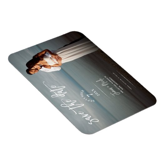 Moderne Trendy Script Photo Save the Date Wedding Magneet (Rechterzijde)