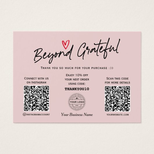 Moderne Trendy Script QR-kaart met cadeaubon Visitekaartje (Voorkant)