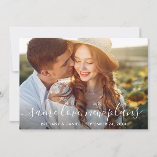 Moderne Trendy Script Same Love New Plans Save The Date (Voorkant)