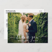 Moderne trendy script trouwfoto dank je briefkaart (Voorkant / Achterkant)