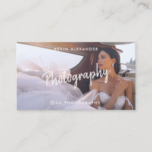 Moderne trendy scriptfotografie elegant blauwgroen visitekaartje