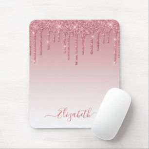 Moderne Trendy Stijlvolle Script Stof Roze Glitter Muismat