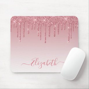 Moderne Trendy Stof Roze Glitter Stijlvol Schrift Muismat