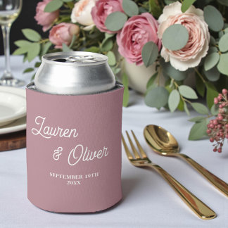 Moderne Trendy Stof Roze Script Bruiloft Blikjeskoeler