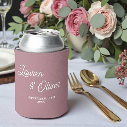 Moderne Trendy Stof Roze Script Bruiloft Blikjeskoeler