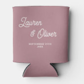 Moderne Trendy Stof Roze Script Bruiloft Blikjeskoeler (Voorkant)