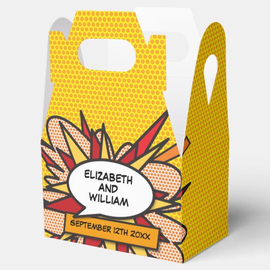 Moderne trendy stripboek huwelijksgunstdoos bedankdoosjes (Geopend)