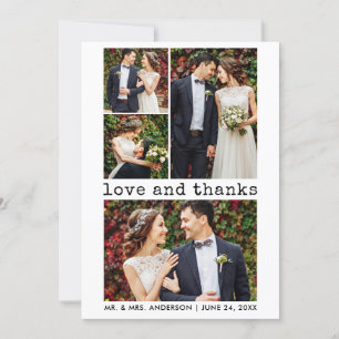 Moderne Trendy Type writer Text Wedding 4 Foto Bedankkaart