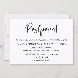 Moderne trendy typografie Uitgestelde trouwdatum Kaart