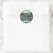 Moderne trendy Waterverf Bergen bruiloft Ronde Sticker (Tas)