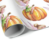 Moderne trendy Waterverf fee en pompoen Cadeaupapier (Rol Hoek)
