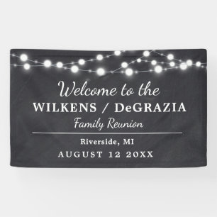 Moderne trendy Welkom Familie Reünie String Lights Spandoek