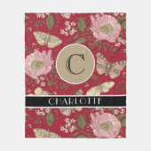 Moderne Trendy Wilde Bloem Botanische Bloem Monogr Fleece Deken (Voorkant)