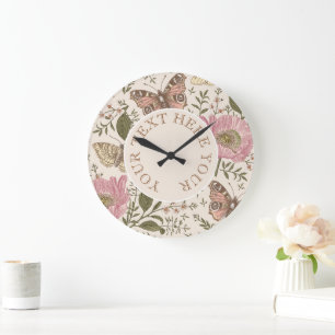 Moderne Trendy Wilde Bloem Botanische Bloemige Mon Grote Klok