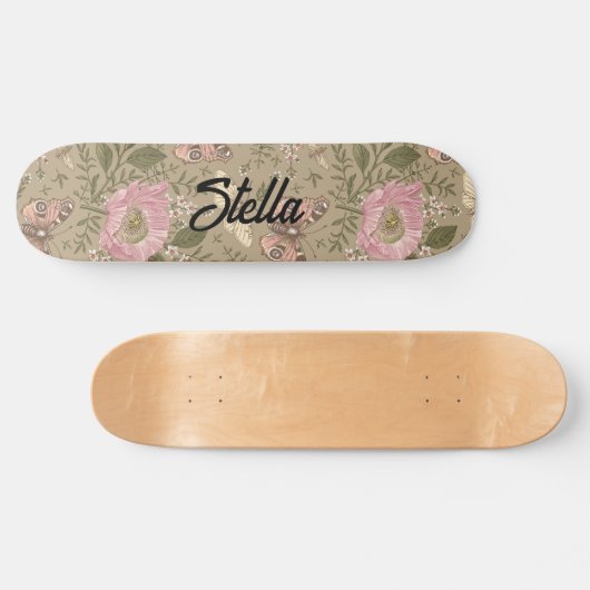 Moderne Trendy Wilde Bloem Botanische Bloemige Mon Skateboard (Horizontaal)