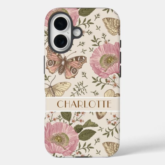 Moderne Trendy Wildflower Botanische Bloemen Monog Case-Mate iPhone Case (Achterkant)