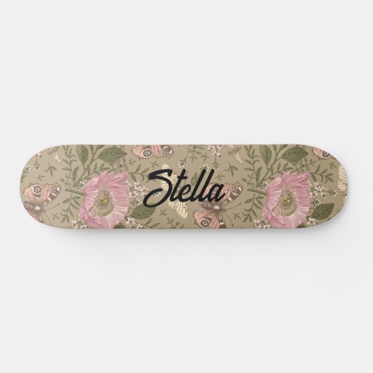 Moderne Trendy Wildflower Botanische Bloemen Monog Skateboard (Horizontaal)