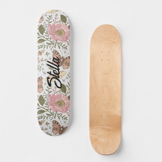 Moderne Trendy Wildflower Botanische Bloemen Monog Skateboard (Voorkant)