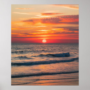 Moderne trendy zomer tropische strand zonsondergan poster