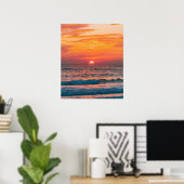 Moderne trendy zomer tropische strand zonsondergan poster (Thuiskantoor)