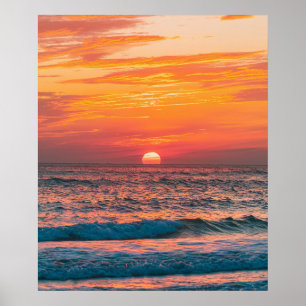 Moderne trendy zomer tropische strand zonsondergan poster