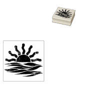 Moderne trendy zomer tropische strand zonsondergan 	rubberstempel (Gestempeld)