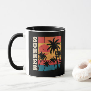 Moderne trendy zomer zonsondergang strand palmboom mok