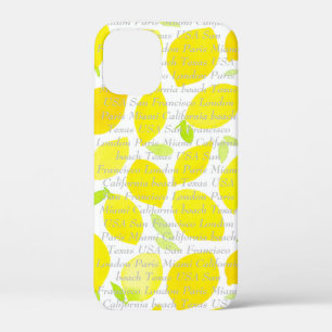 Moderne trendy zomerpatroon citrus schattig geel iPhone 12 mini hoesje