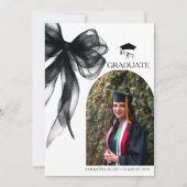Moderne trendy zwarte boog Afstuderen foto Aankondiging (Voorkant)