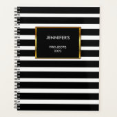 Moderne trendy zwarte strepen professioneel planner (Voorkant)