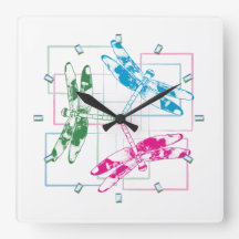Moderne Tri-Color Dragonflies wandklok