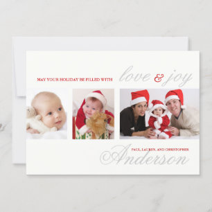 Moderne Tri-Photo Holiday-fotokaart Feestdagenkaart