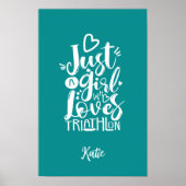 Moderne Triathlon Motivatie Turquoise Wit Typo Poster (Voorkant)