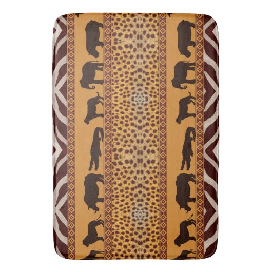 Moderne tribale Afrikaanse Cheetah Pattern Dierafd Badmat (Voorkant Verticaal)