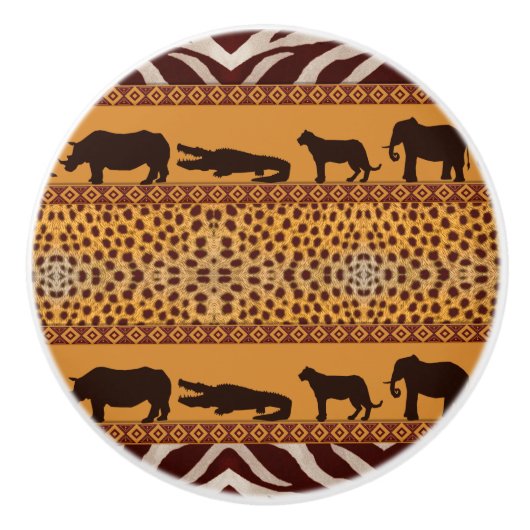 Moderne tribale Afrikaanse Cheetah Pattern Dierafd Keramische Knop (Voorkant)