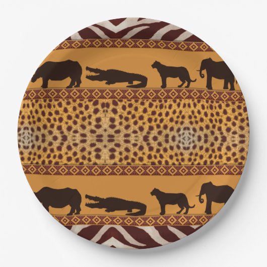 Moderne tribale Afrikaanse Cheetah Pattern Dierafd Papieren Bordje (Voorkant)