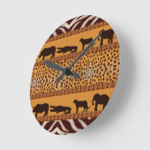 Moderne tribale Afrikaanse Cheetah Pattern Dierafd Ronde Klok (Hoek)