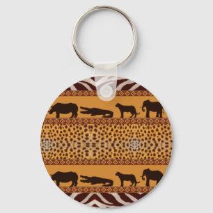 Moderne tribale Afrikaanse Cheetah Pattern Dierafd Sleutelhanger