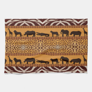 Moderne tribale Afrikaanse Cheetah Pattern Dierafd Theedoek
